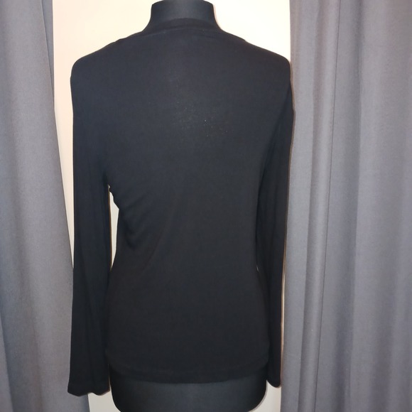 LOFT Black Long Sleeve Crew Neck Basic Layering Top Women's XL Modal Spandex - Picture 2 of 7